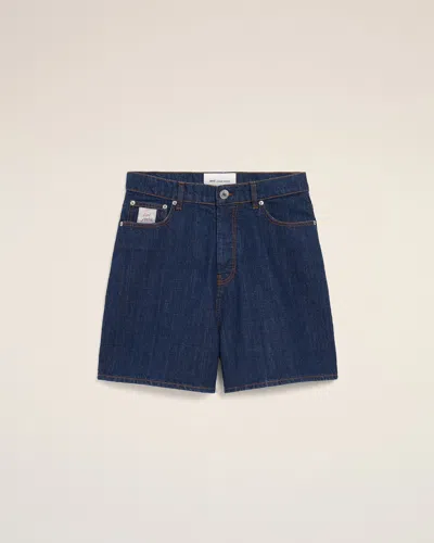 Ami Alexandre Mattiussi Blue Cotton Shorts With Ami Paris Heritage Label Blue
