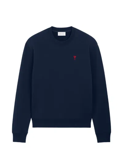 Ami Alexandre Mattiussi Blue Cotton Sweatshirt With Ami De Coeur