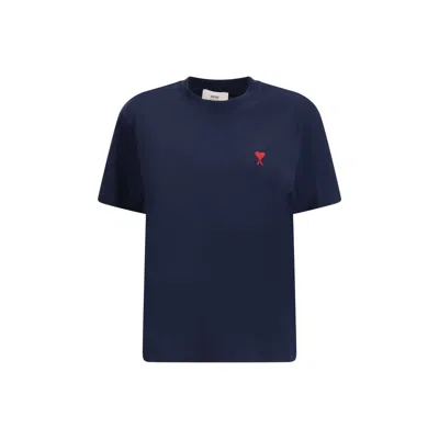 Ami Alexandre Mattiussi Ami Paris Women Logo T-shirt In Blue