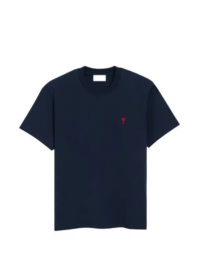 Ami Alexandre Mattiussi Blue Cotton T-shirt With Ami De Coeur