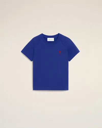 Ami Alexandre Mattiussi Blue Cotton T-shirt With Ami De Coeur Blue In Royal Blue