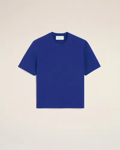 Ami Alexandre Mattiussi Blue Cotton T-shirt With Embossed Ami De Coeur Blue