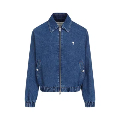 Ami Alexandre Mattiussi Blue Cotton Zipped Jacket For Men