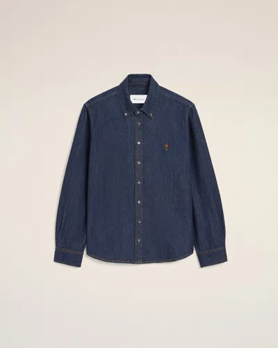 Ami Alexandre Mattiussi Blue Denim Cotton Ami De Coeur Shirt Blue In Purple