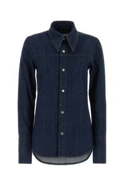 Ami Alexandre Mattiussi Women Blue Denim Full Sleeves Shirt, Xs Luxury Shirts For Women Darveys
