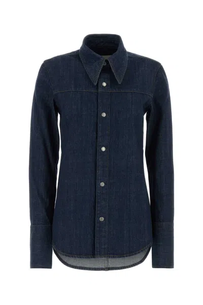 Ami Alexandre Mattiussi Women Blue Denim Full Sleeves Shirt, Xs Luxury Shirts For Women Darveys