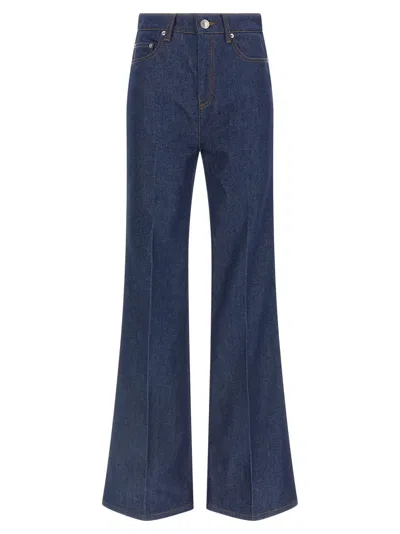 Ami Alexandre Mattiussi Wide Leg Denim Trousers Featuring Pockets In Blue