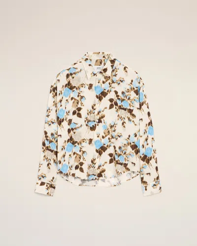 Ami Alexandre Mattiussi Blue Flower Printed Boxy Shirt Blue In Multi