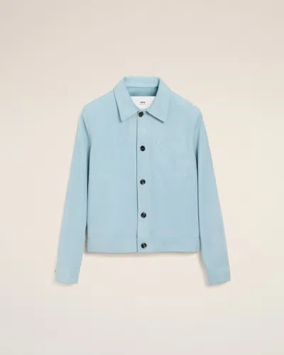 Ami Alexandre Mattiussi Blue Leather Buttoned Ami De Coeur Jacket Blue