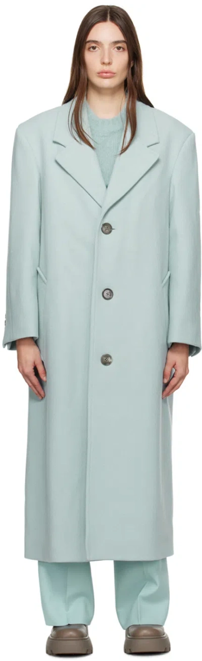 Ami Alexandre Mattiussi Ami Paris Aquamarine Single-breasted Coat In Blue