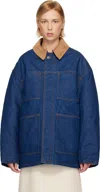 Ami Alexandre Mattiussi Blue Padded Worker Denim Jacket In Blue