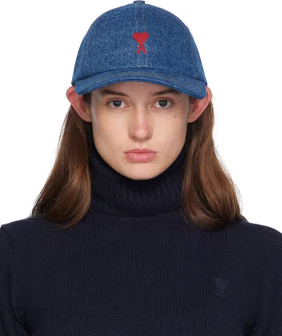 Ami Alexandre Mattiussi Ami Paris Red Adc Embroidery Cap In Used Blue/480