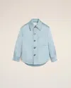 Ami Alexandre Mattiussi Blue Satin Ami De Coeur Buttoned Jacket Blue In Blue