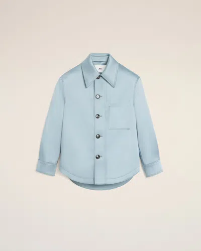 Ami Alexandre Mattiussi Blue Satin Ami De Coeur Buttoned Jacket Blue
