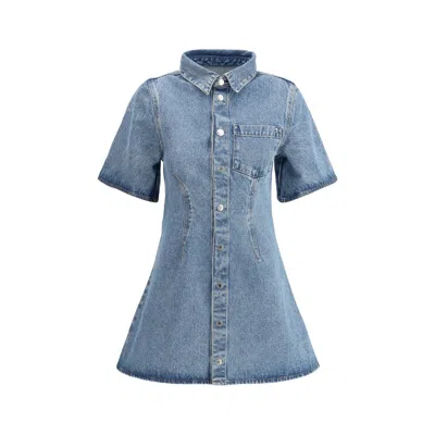 Ami Alexandre Mattiussi Mini Dress Ami De Coeur In Denim In Blue