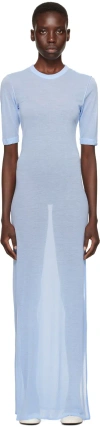 Ami Alexandre Mattiussi Blue Slit Maxi Dress In Cashmere Blue/484
