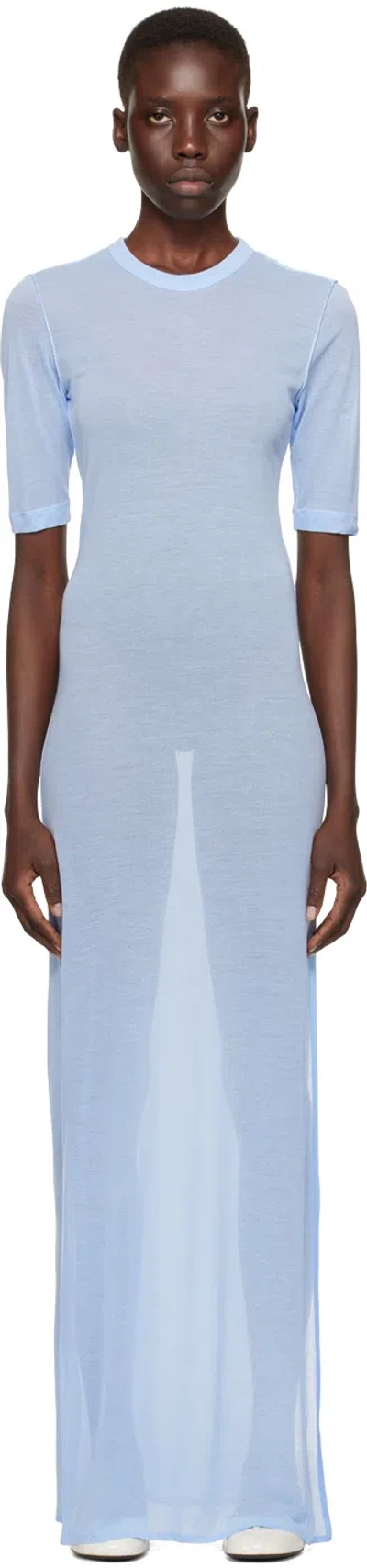 Ami Alexandre Mattiussi Blue Slit Maxi Dress In Cashmere Blue/484