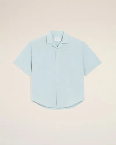 Ami Alexandre Mattiussi Blue Taffetas Short Sleeved Boxy Shirt Blue