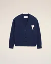 Ami Alexandre Mattiussi Ami Coeur-intarsia Horn-button Cardigan In Blue