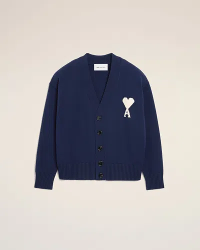 Ami Alexandre Mattiussi Blue Wool Ami De Coeur Cardigan Blue