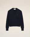 Ami Alexandre Mattiussi Ami Paris Men Blue Cardigan With V Neck And Adc Embroidery On The Front In Wool Blend Man In Blue