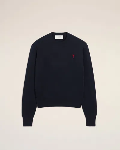 Ami Alexandre Mattiussi Ami Paris Men Blue Crewneck Sweater With Adc Embroidery On The Front In Wool Blend Man