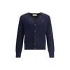 Ami Alexandre Mattiussi Ami Paris Men Blue Cardigan With V Neck And Adc Embroidery On The Front In Wool Blend Man In Blue