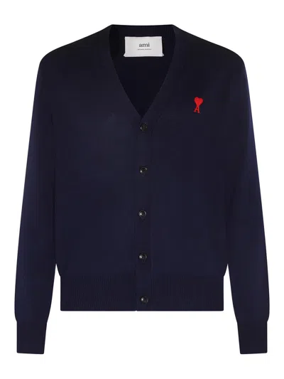 Ami Alexandre Mattiussi Blue Wool Knitwear In Azul