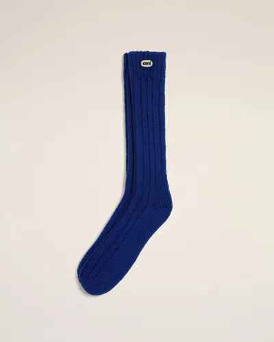 Ami Alexandre Mattiussi Blue Wool Socks With Ami Patch Blue In Royal Blue
