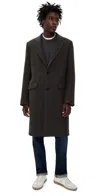 Ami Alexandre Mattiussi Boiled Wool Gabardine Manteau Coat Anthracite In Gray