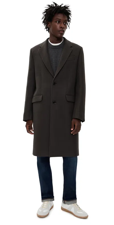 Ami Alexandre Mattiussi Boiled Wool Gabardine Manteau Coat Anthracite In Gray