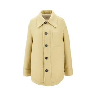 Ami Alexandre Mattiussi Boiled Wool Gabardine Shirt Jacket In Yellow