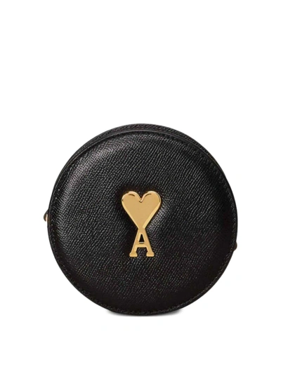 Ami Alexandre Mattiussi Logo-plaque Round Shoulder Bag In Black