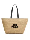 Ami Alexandre Mattiussi Ami Paris Raffia Tote Bag With Logo In White