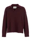 Ami Alexandre Mattiussi Bordeaux Polo Shirt With Woven Design In Wool Woman In Burgundy