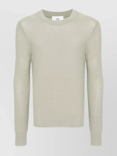 Ami Alexandre Mattiussi Bouclé Crewneck Knit Sweater In Gray