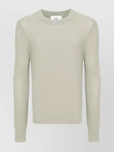 Ami Alexandre Mattiussi Bouclé Crewneck Knit Sweater In Gray