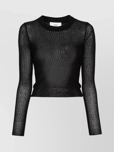 Ami Alexandre Mattiussi Crewneck Cropped Sweater In Black