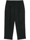 Ami Alexandre Mattiussi Box-pleated Black Cropped Trousers