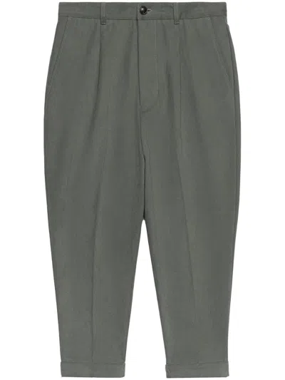 Ami Alexandre Mattiussi Box-pleated Cropped Trousers In Grey