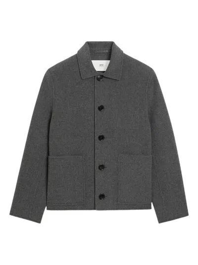 Ami Alexandre Mattiussi Ami Paris Wool And Cashmere Jacket With Buttons In Gray
