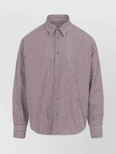 Ami Alexandre Mattiussi Boxy Embossed Design Shirt In Brown