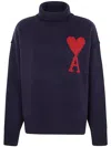 Ami Alexandre Mattiussi Ami Paris Boxy Red Adc Sweater In Blue