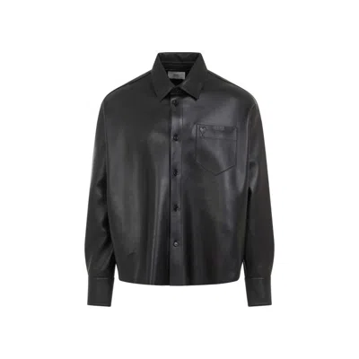 Ami Alexandre Mattiussi Boxy Fit Black Lamb Leather Shirt