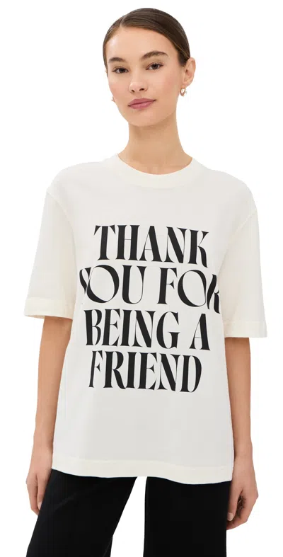 Ami Alexandre Mattiussi Boxy Fit Cream T-shirt With Signature Print And Back Embroidery In White
