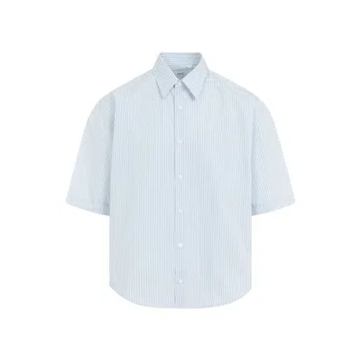 Ami Alexandre Mattiussi Boxy Fit Light Blue Cotton Shirt In White