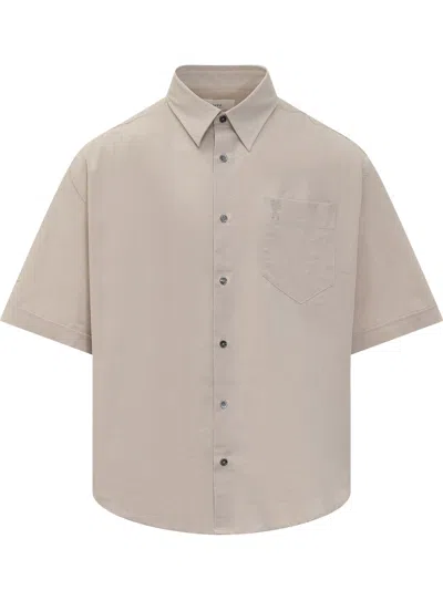 Ami Alexandre Mattiussi Boxy Fit Shirt With Logo In Light Beige