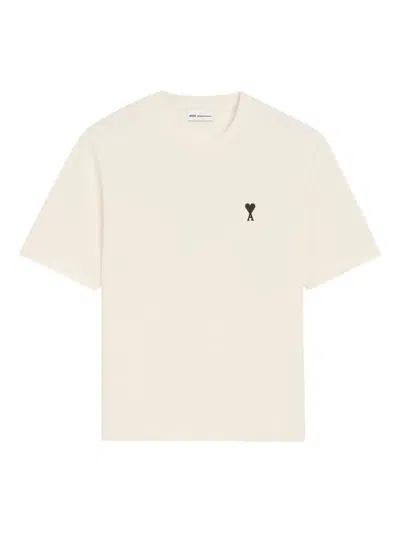 Ami Alexandre Mattiussi Boxy Fit Short Sleeves "ami De Coeur" Teeshirt In White