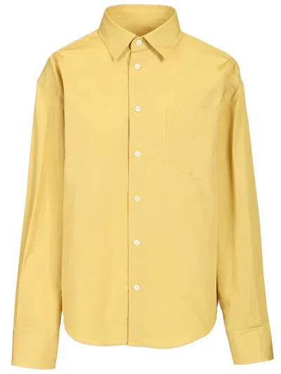 Ami Alexandre Mattiussi Boxy Long Sleeves Shirt Button Down Collar And Embossed Ami De Coeur Shirts Yellow