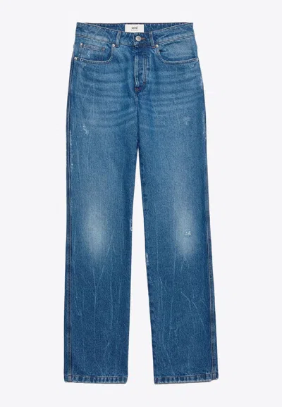 Ami Alexandre Mattiussi Boyfriend Distressed Jeans In Denim